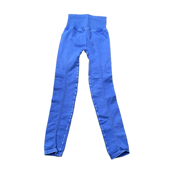Free People Good Karma Yoga Leggings High Waisted Ribbed Stretch Blue Size XS/S - Picture 2 of 8